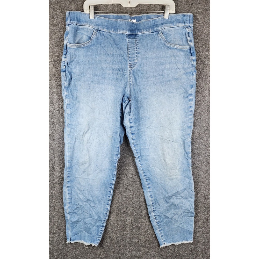 Evri Jeggings Women 18WS Light Blue High Rise Raw Hem Stretch Pull On Denim
